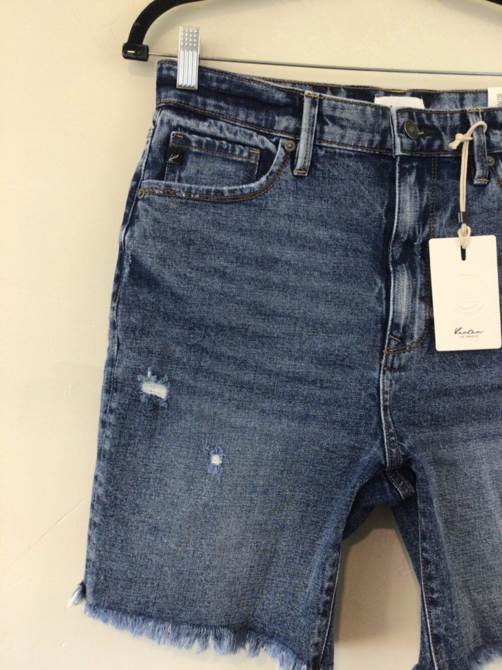 3/$10💕 NWT Rancan Ultra High Rise Bermuda Denim Distressed Jean Shorts - Picture 3 of 7